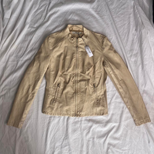 00s style Cream leather jacket
