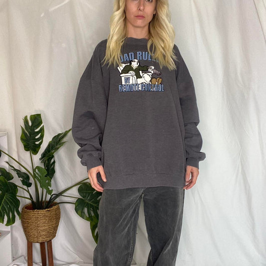 Vintage Grey Embroidered Crewneck