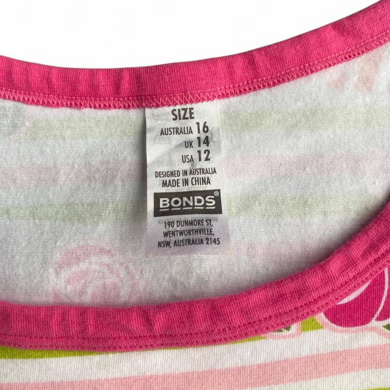Y2K Pink and green tank top with rose print