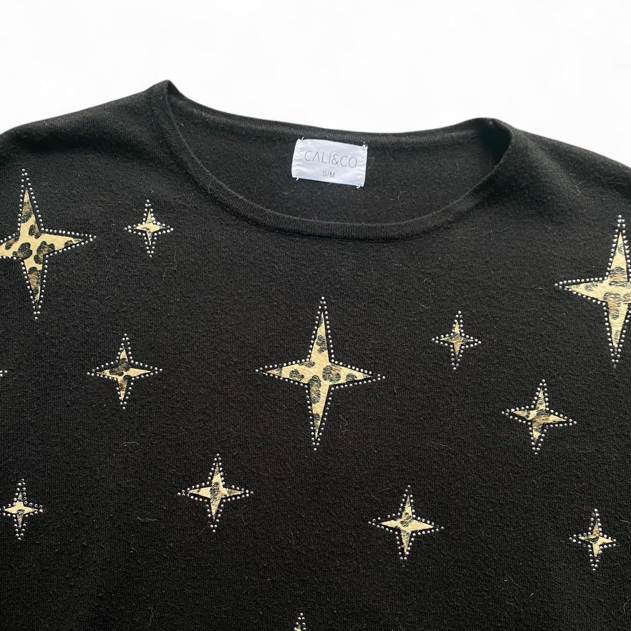 Cute Y2K cheetah print sparkle knit jumper