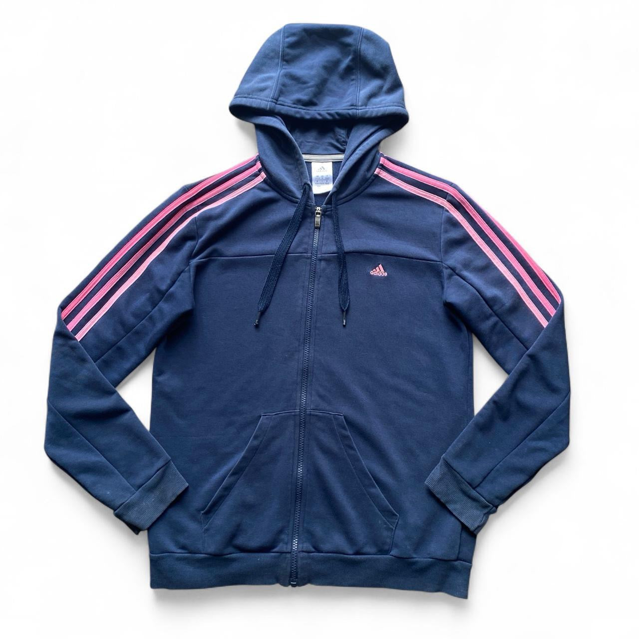 Navy and pink Adidas zip up hoodie