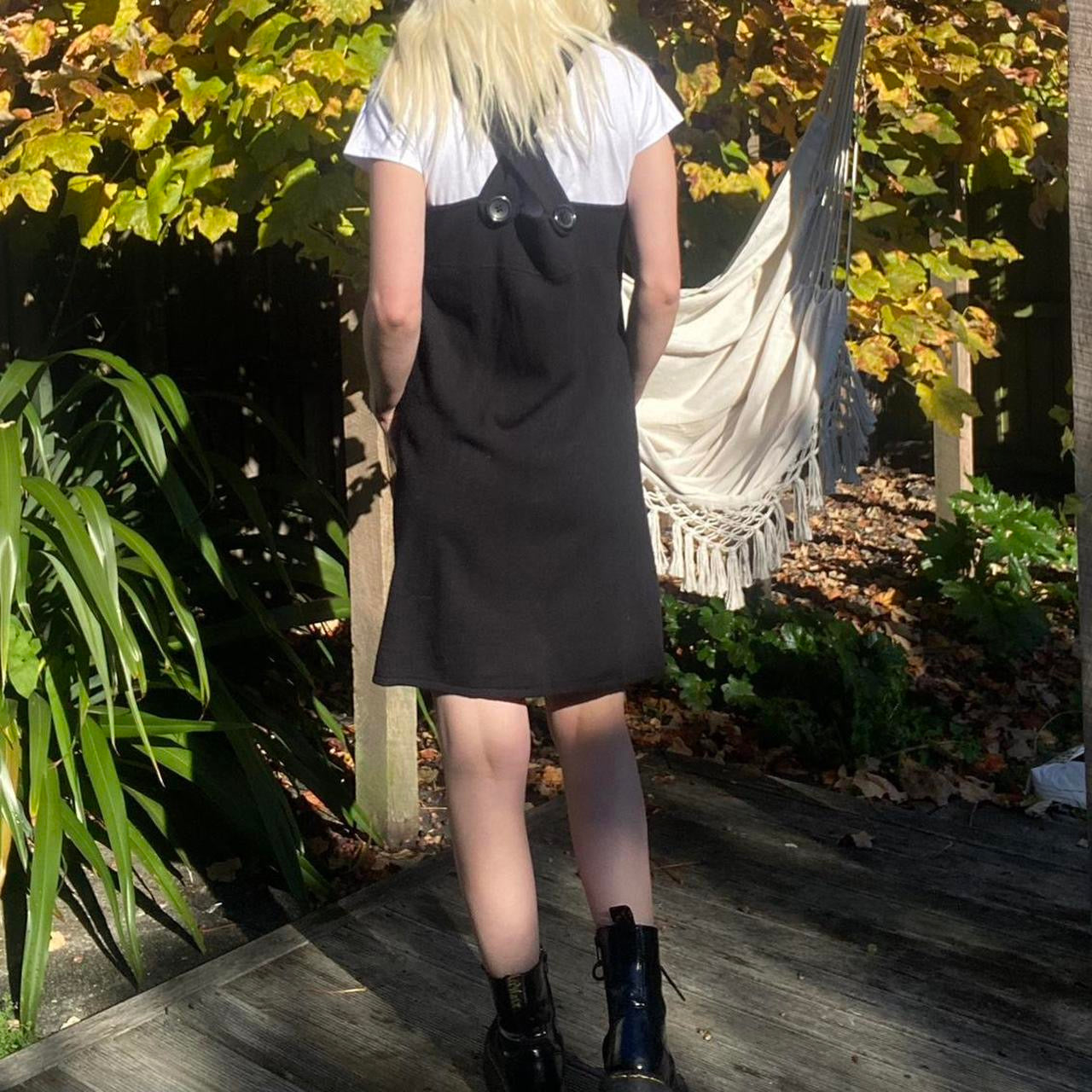 Y2K Top Girl black knit button mini dress