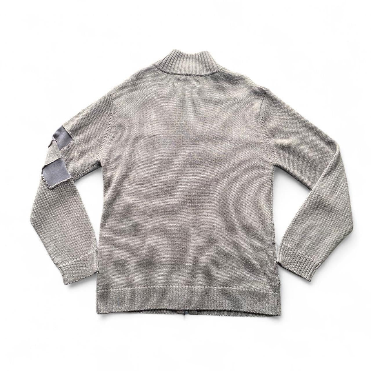 Sick Y2K two toned patchwork grey zip up knit