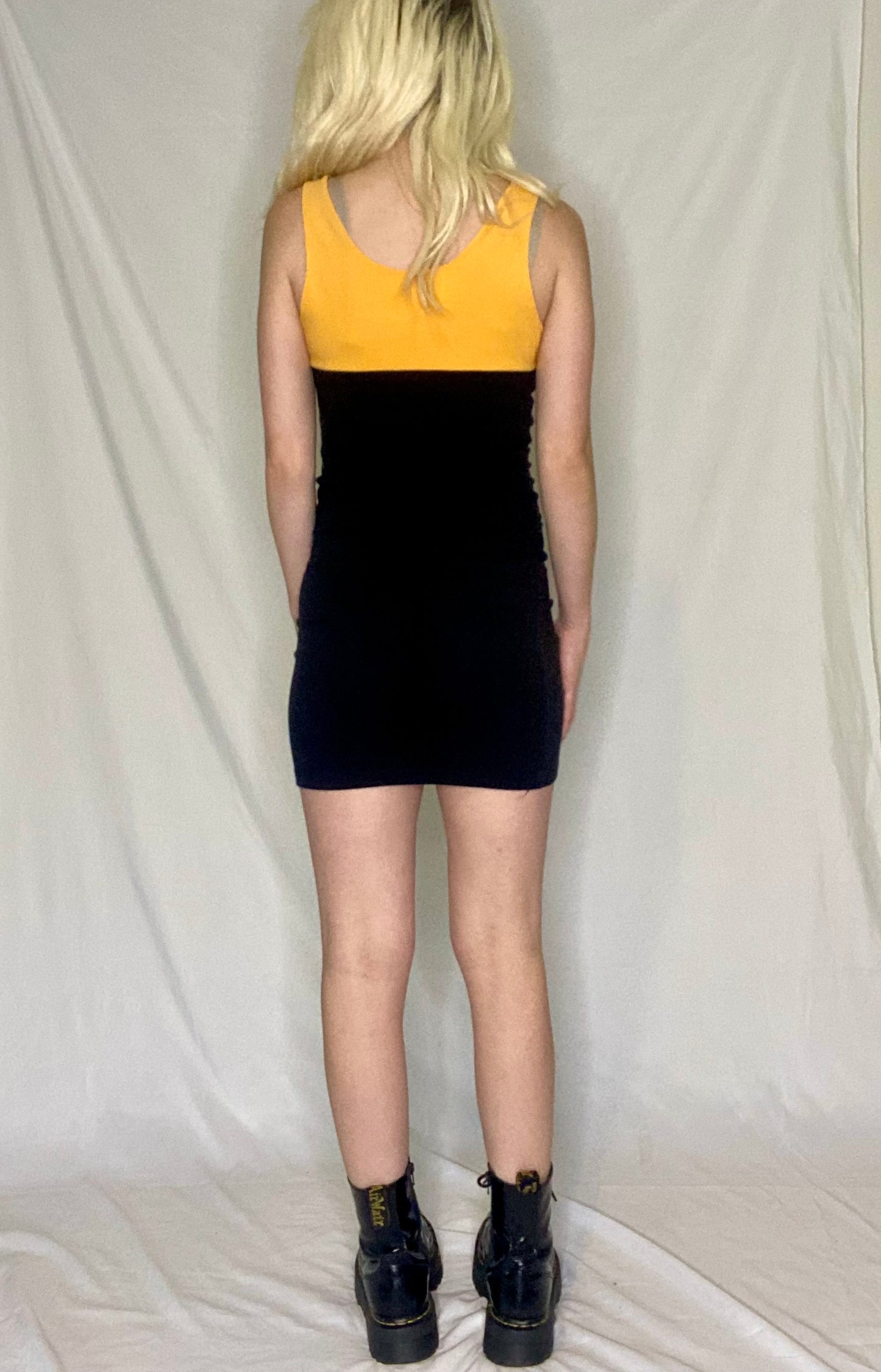 00s Supré Yellow and black mini bodycon dress