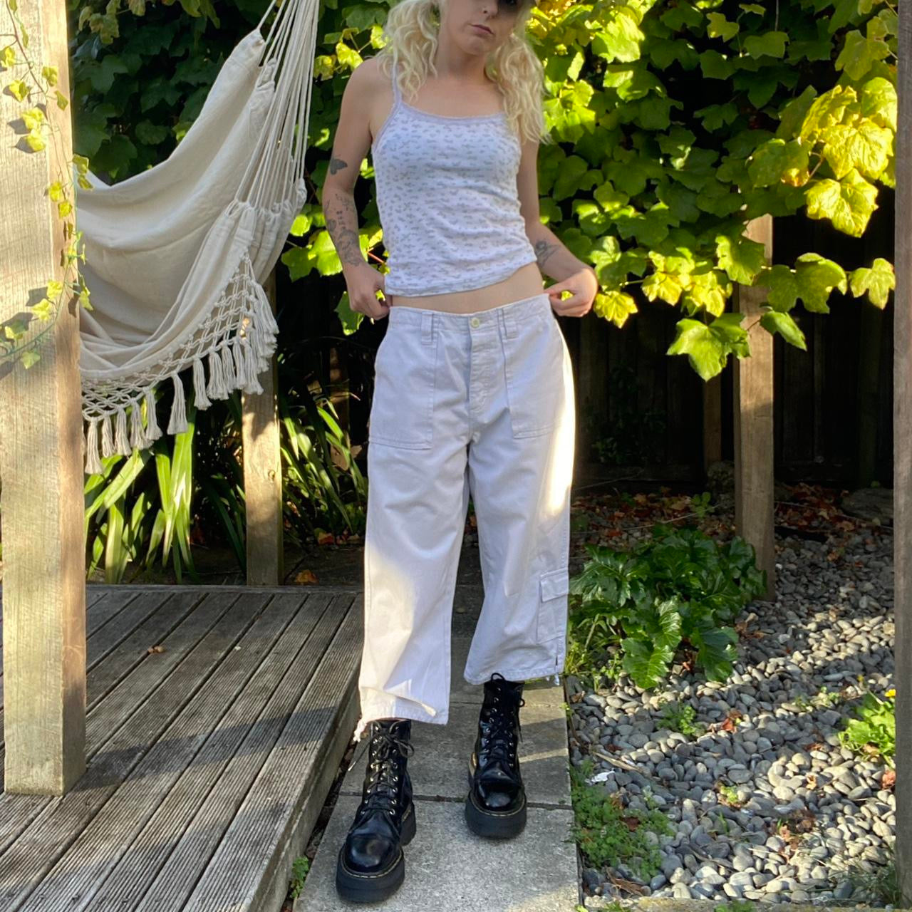 00s Cream cargo 3/4 pants
