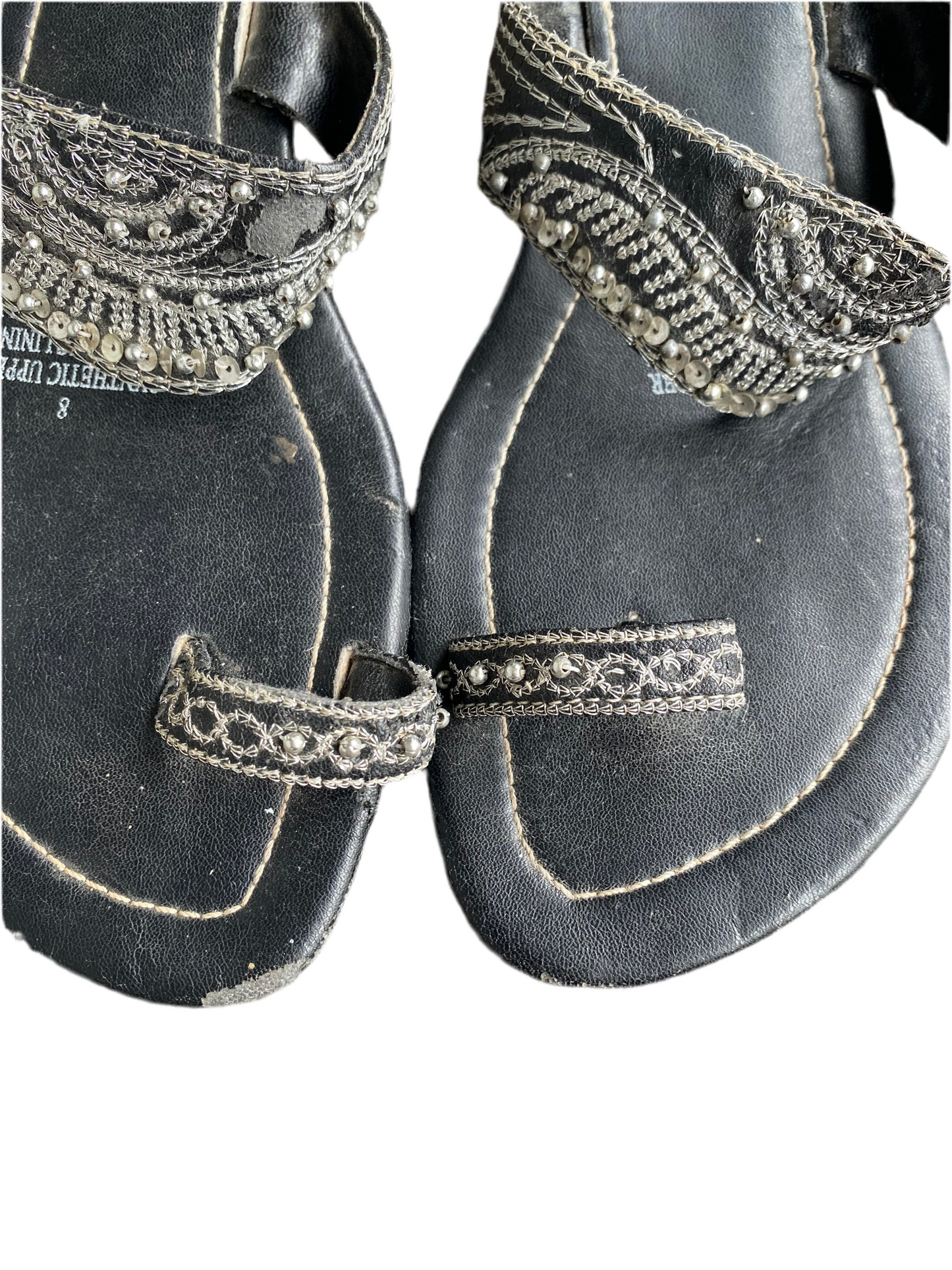 00s Black embellished toe sandals