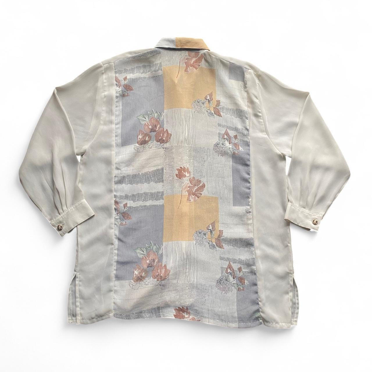 Vintage 90s patchwork sheer button up blouse