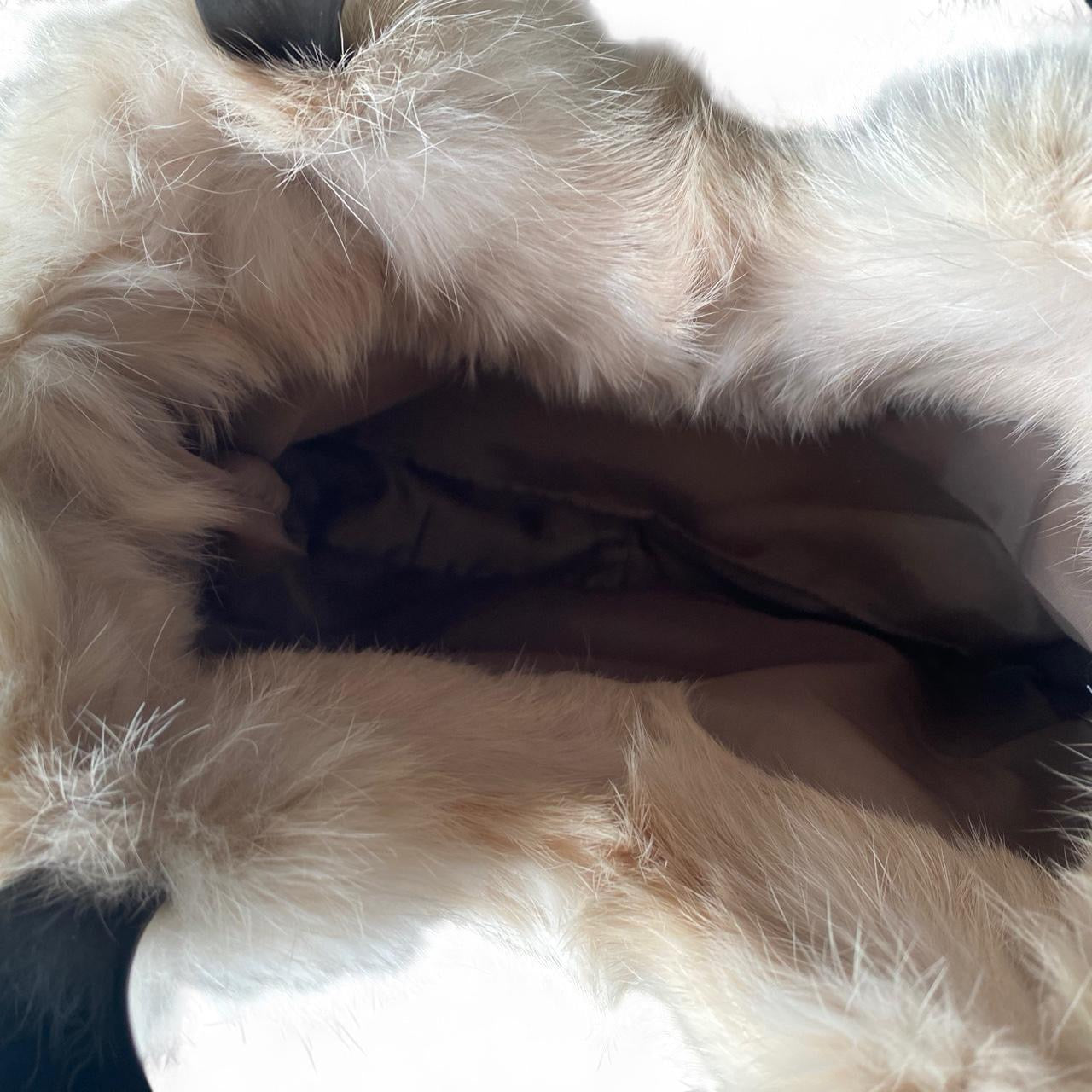 Y2K style Cream fur mini handbag