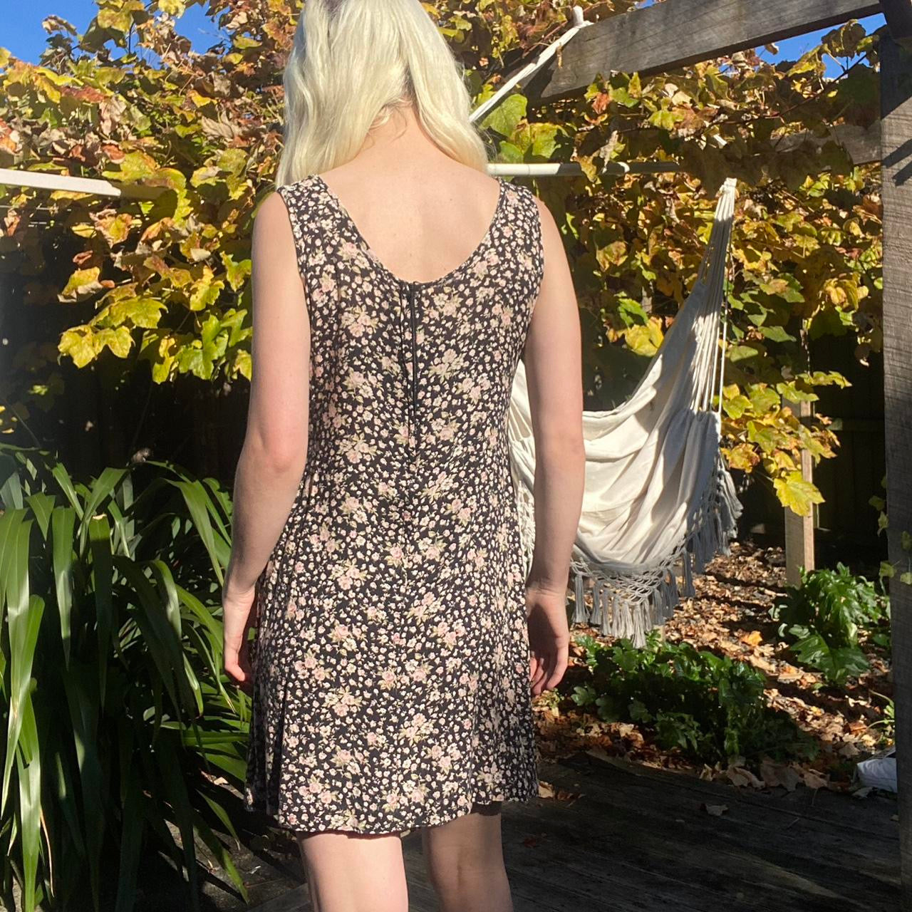 90s Vintage Navy floral mini dress