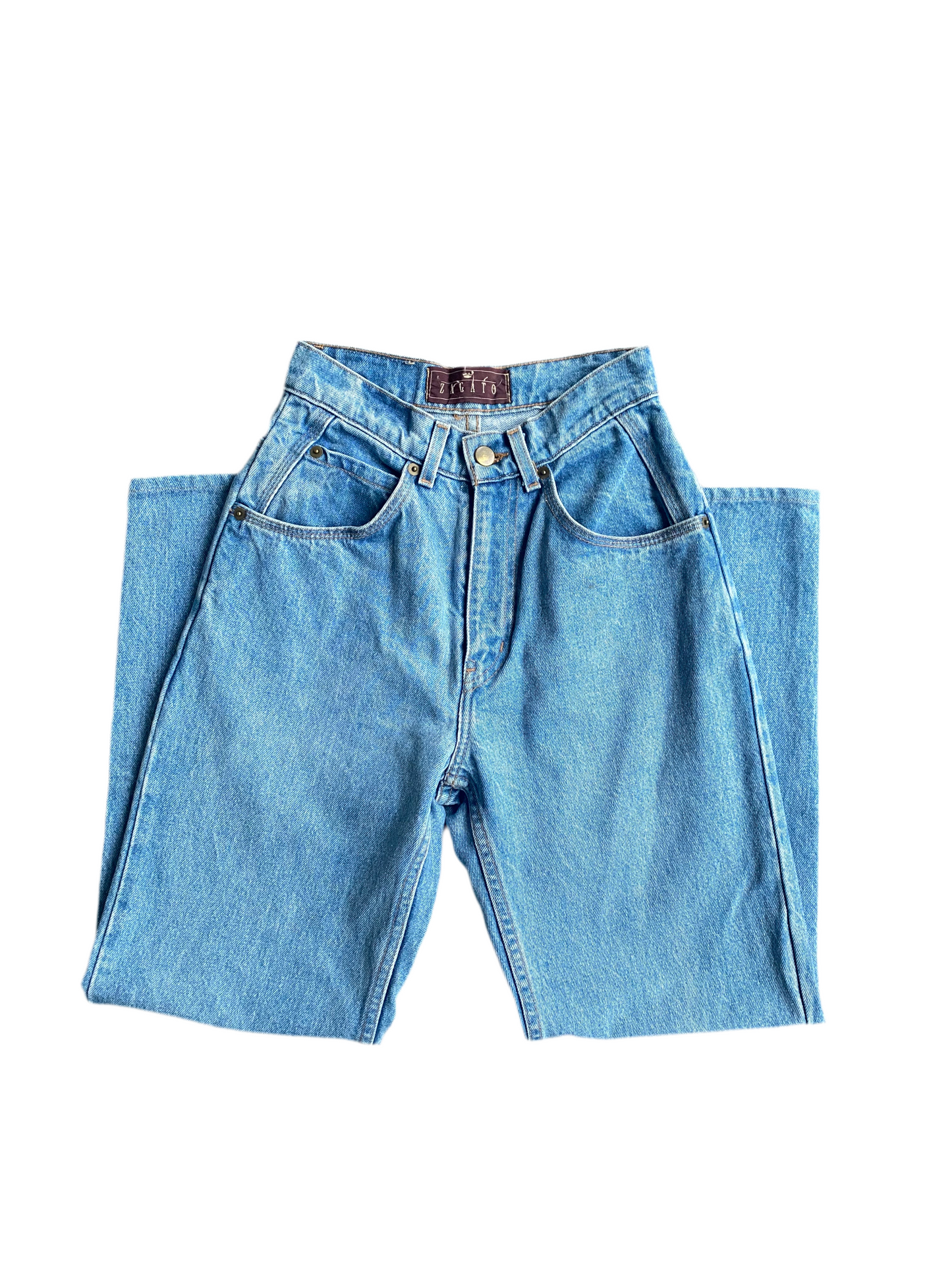 Vintage Zagato High-waisted, straight-leg blue denim jeans