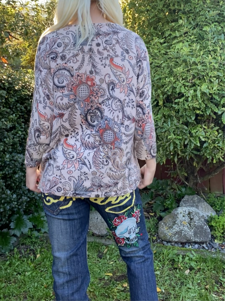 Funky Vintage Paisley Button Up Long-sleeve
