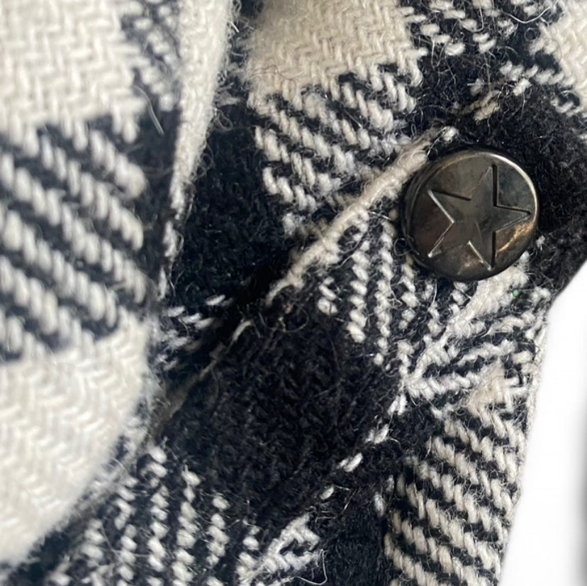 Y2K Black and white plaid baker boy cap