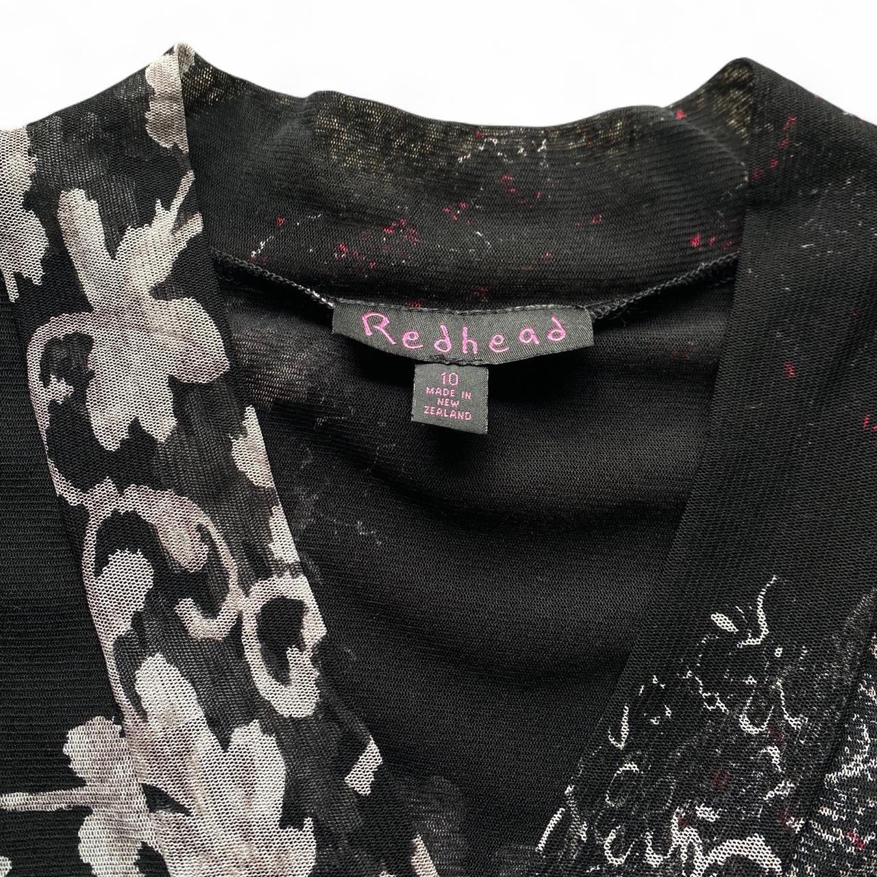 Y2K Black and grey floral mesh 3/4 top