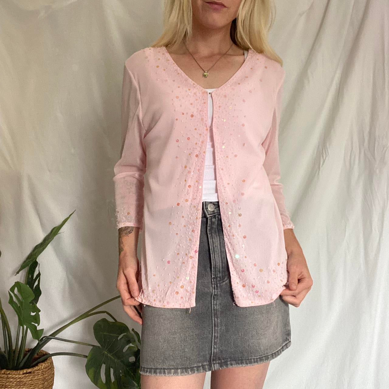 Vintage Pink mesh sequin Cardi