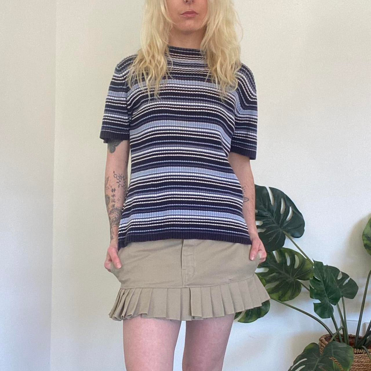 90s Vintage Blue striped Just Jeans knit top