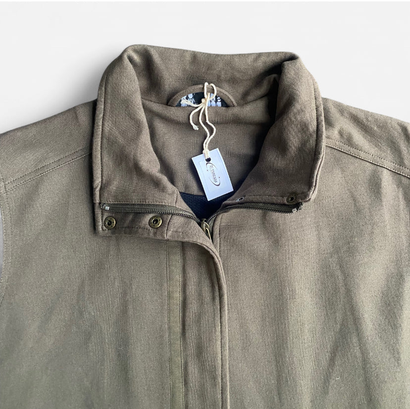 Khaki green vintage army girl zip up vest with pockets