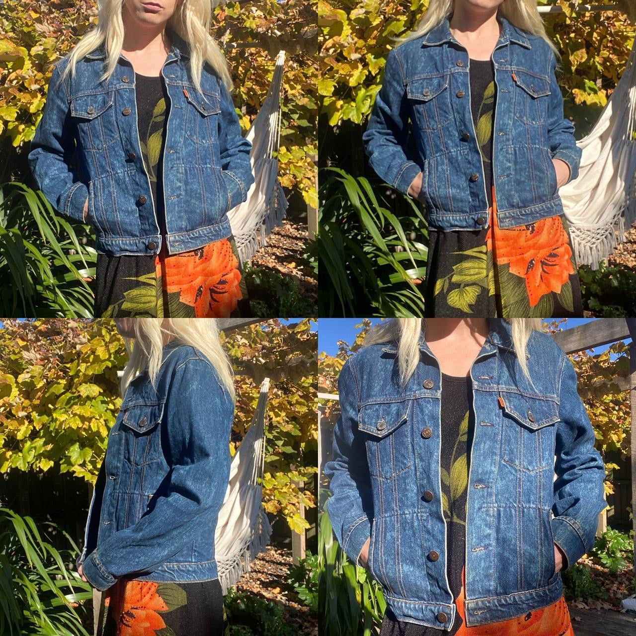 Vintage Levi's fitted blue denim jacket with acid wash finish