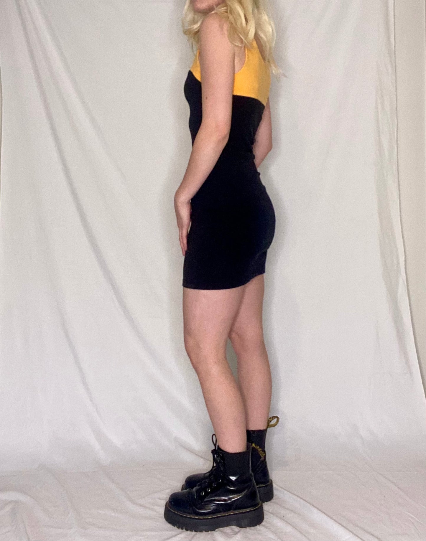 00s Supré Yellow and black mini bodycon dress