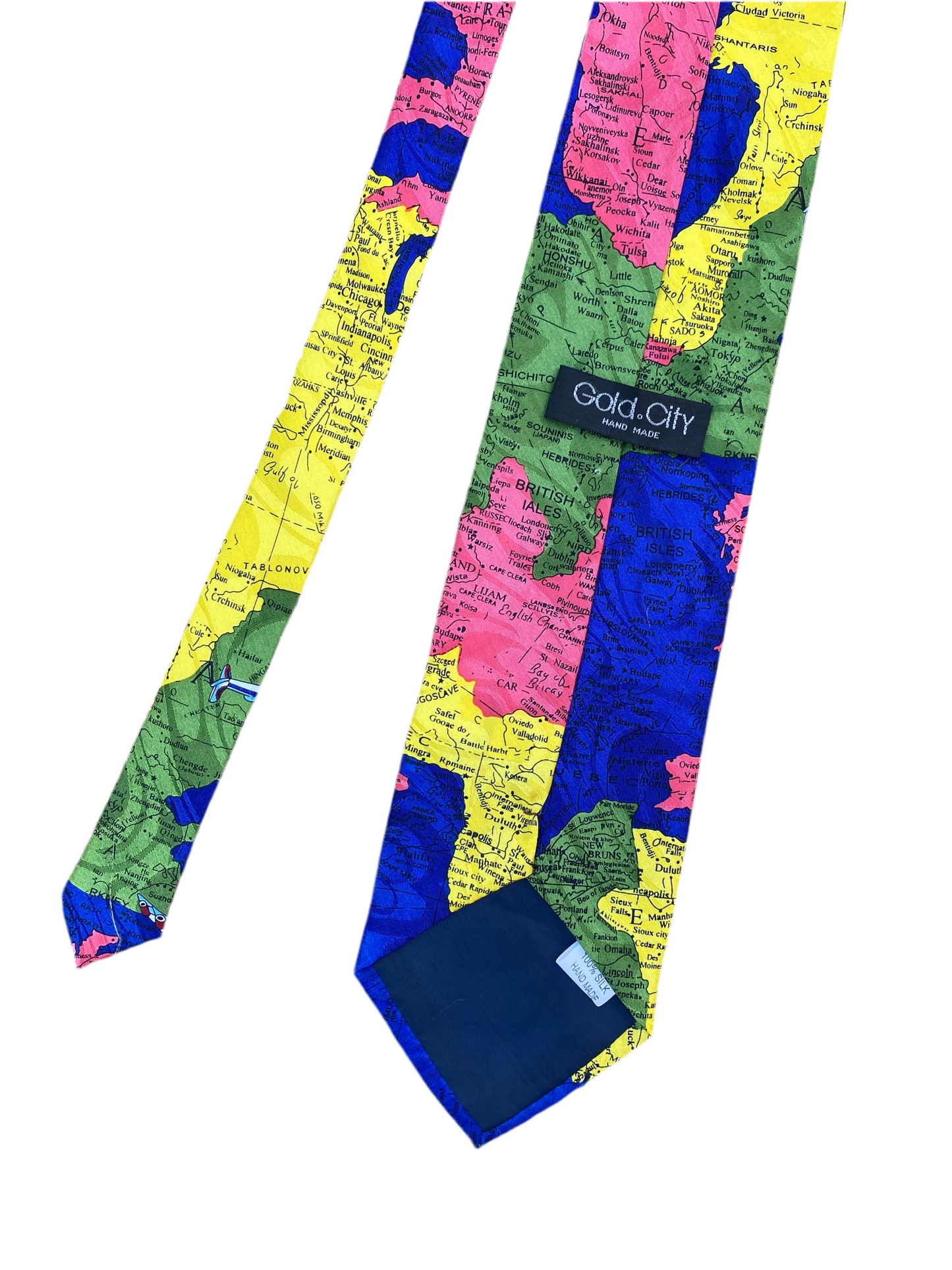 The coolest Vintage map silk tie!