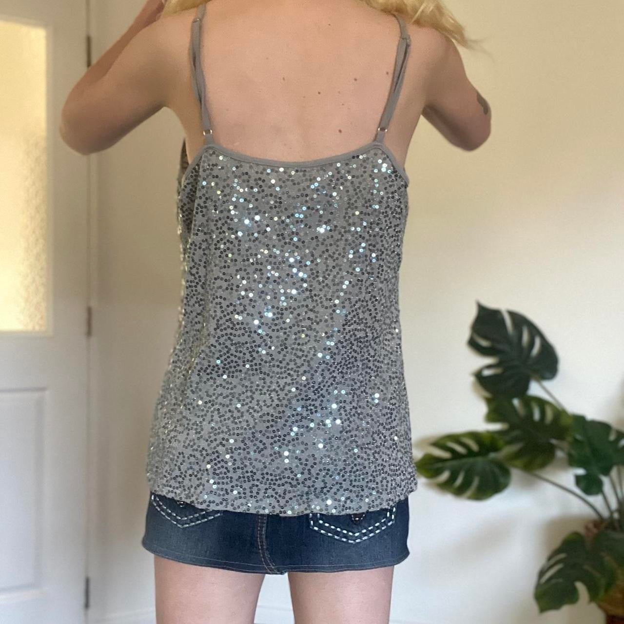 Sparkly Y2K silver sequin tank top