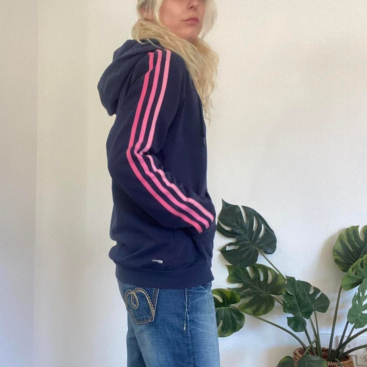 Navy and pink Adidas zip up hoodie
