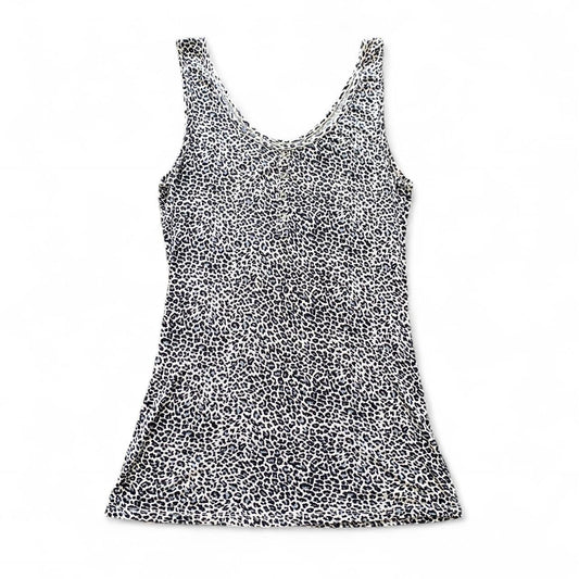 00s Grey and black leopard print tank top