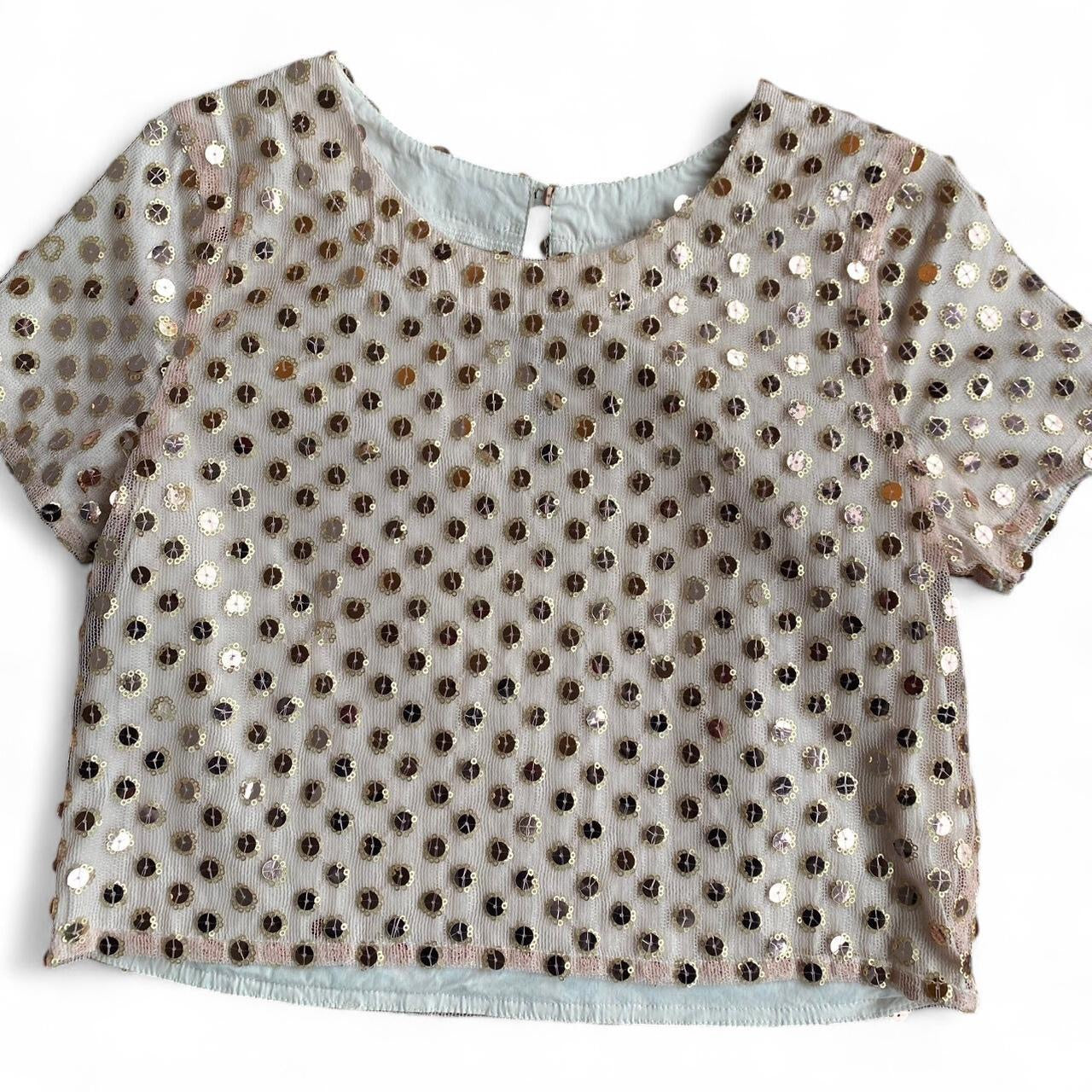 Gorgeous beige sparkly Sequin tee