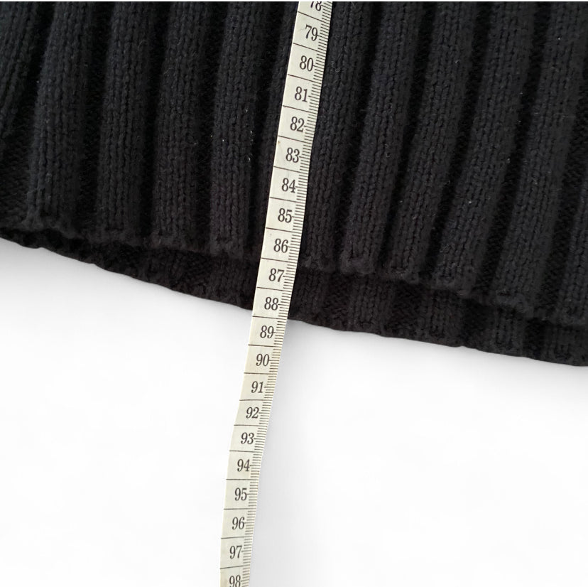 Black long sleeve ribbed knit dress