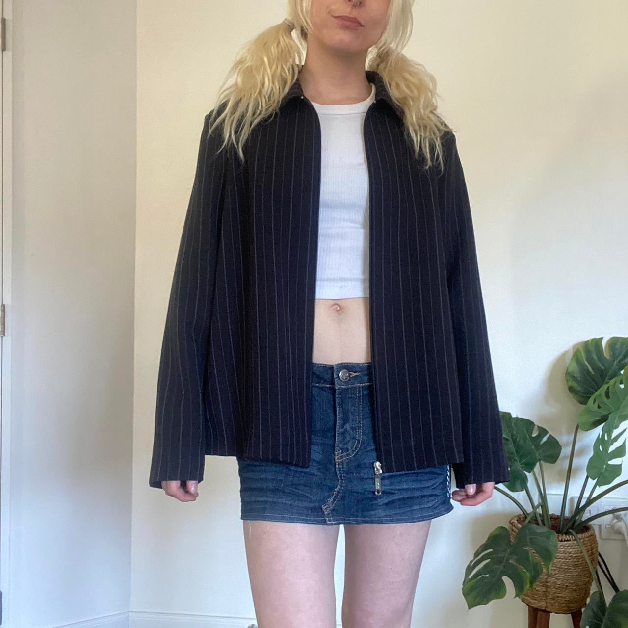 90s Style black and white pinstripe zip up jacket