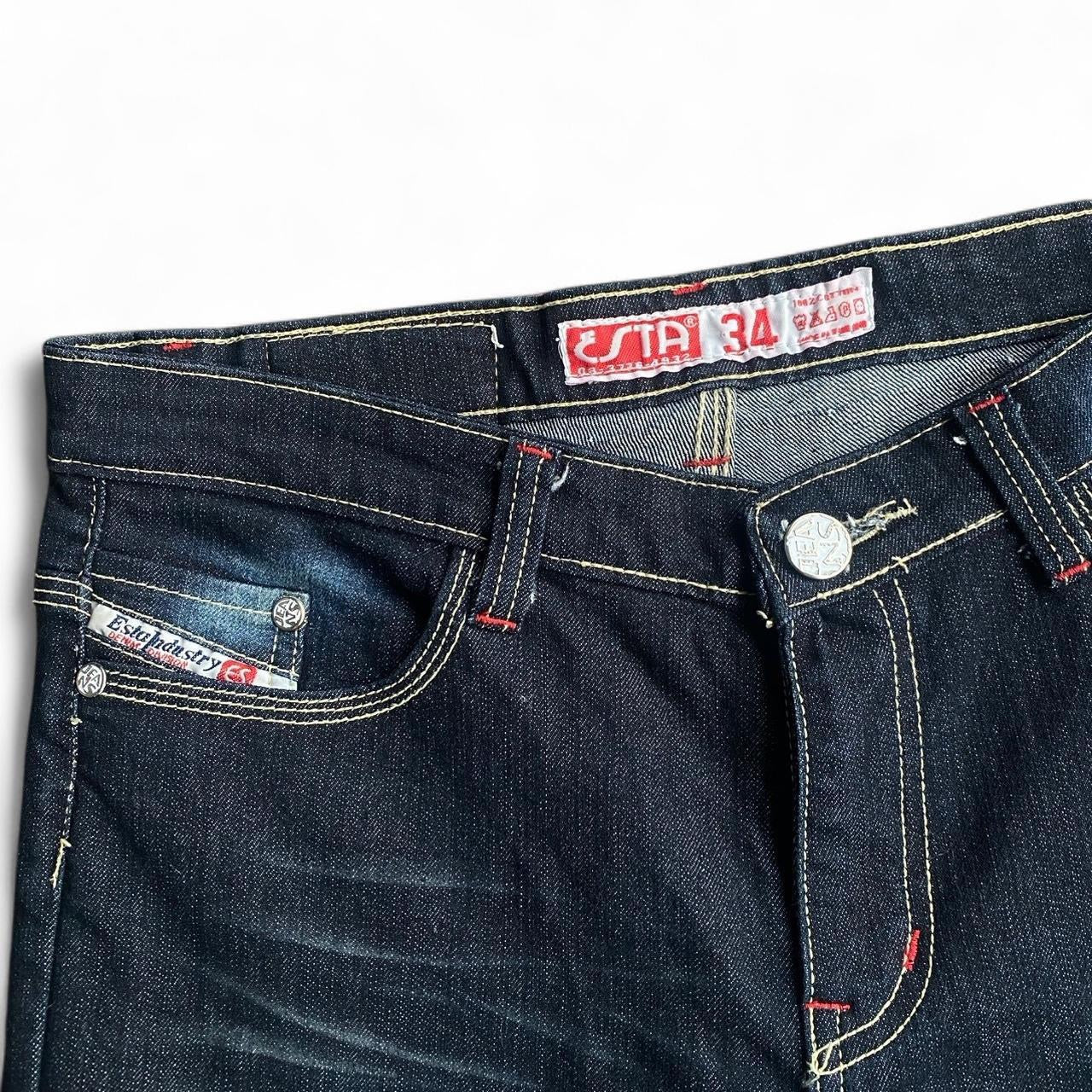 Vintage mid rise denim embroidered 3/4 jeans