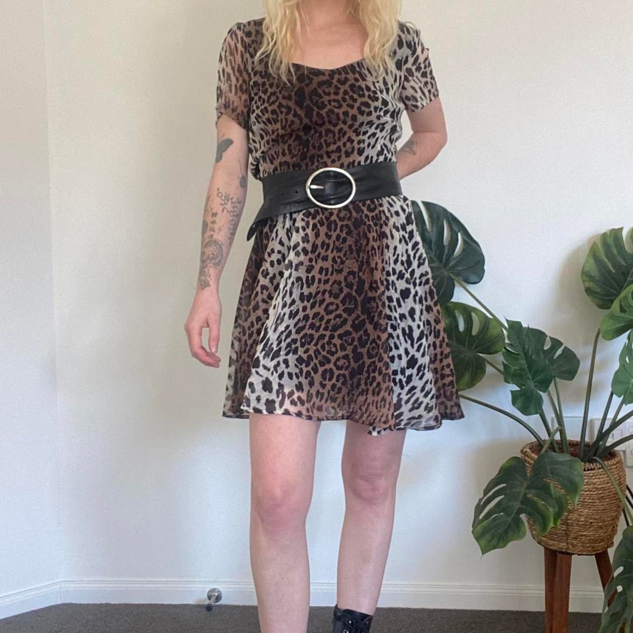 Cute babydoll Leopard print mini dress