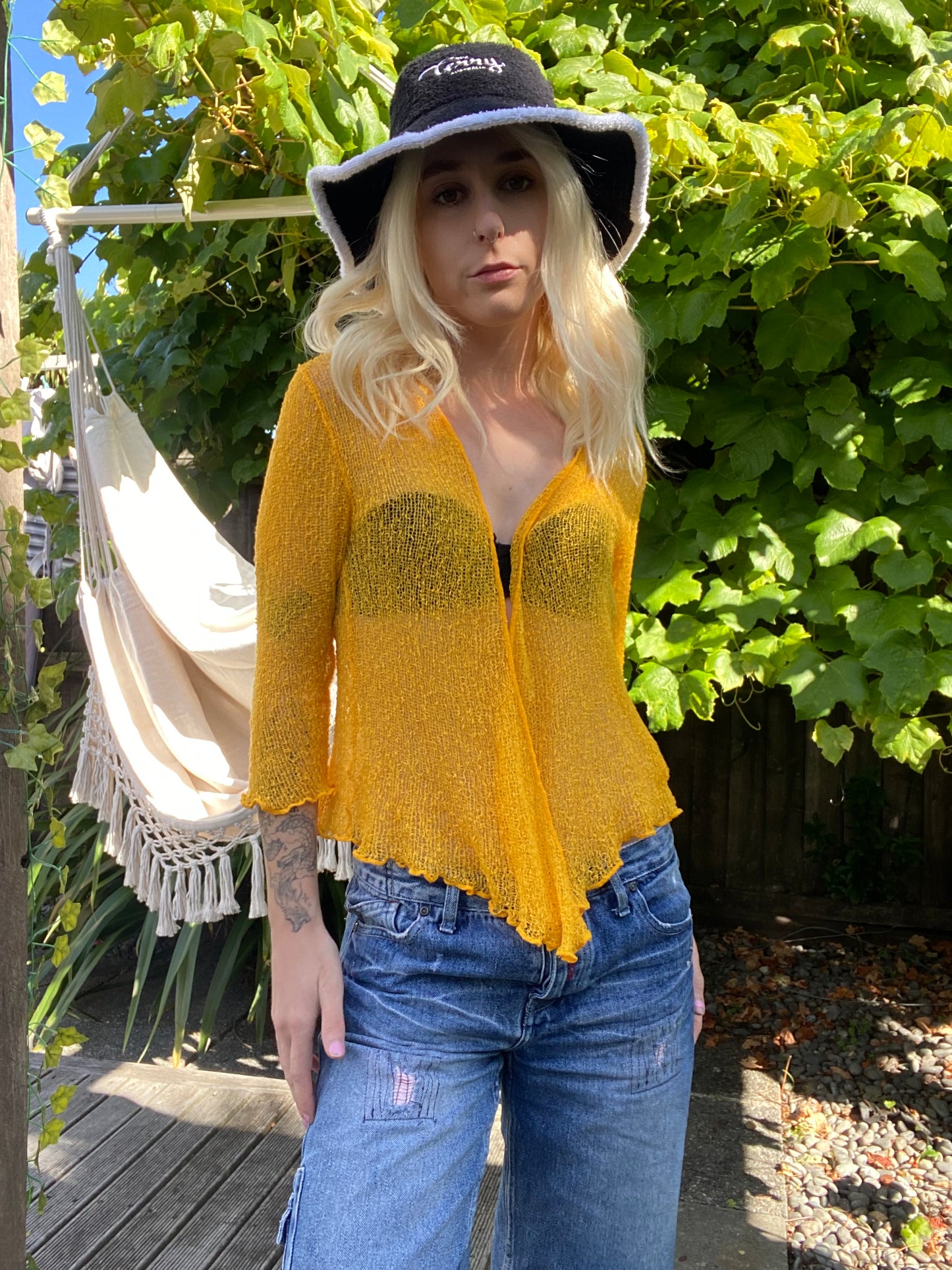 Yellow Rayon Tie Up Cardigan!