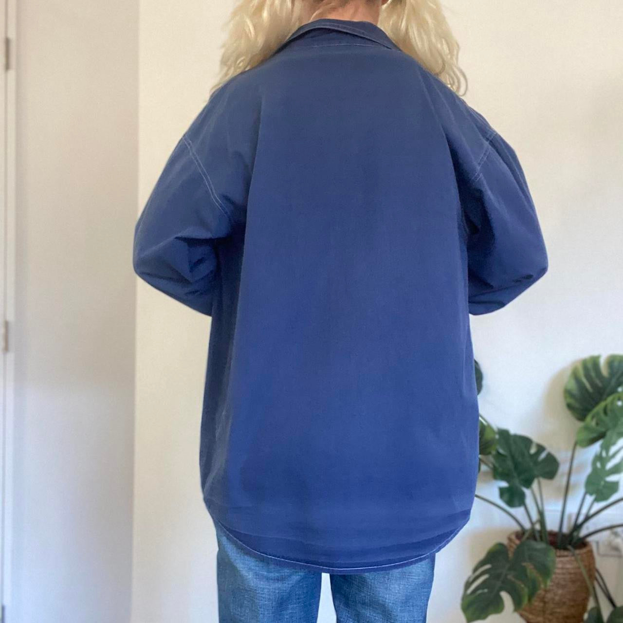 Blue denim style button up shirt