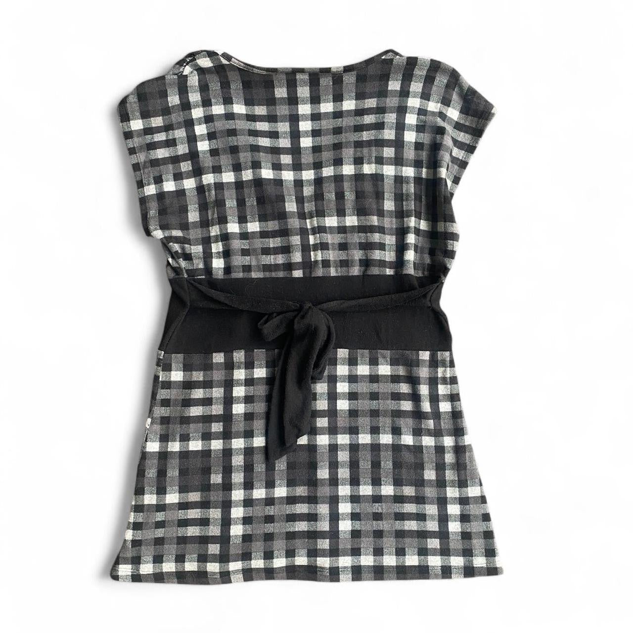 Grey and black plaid Y2K Ignite babydoll top with black belt