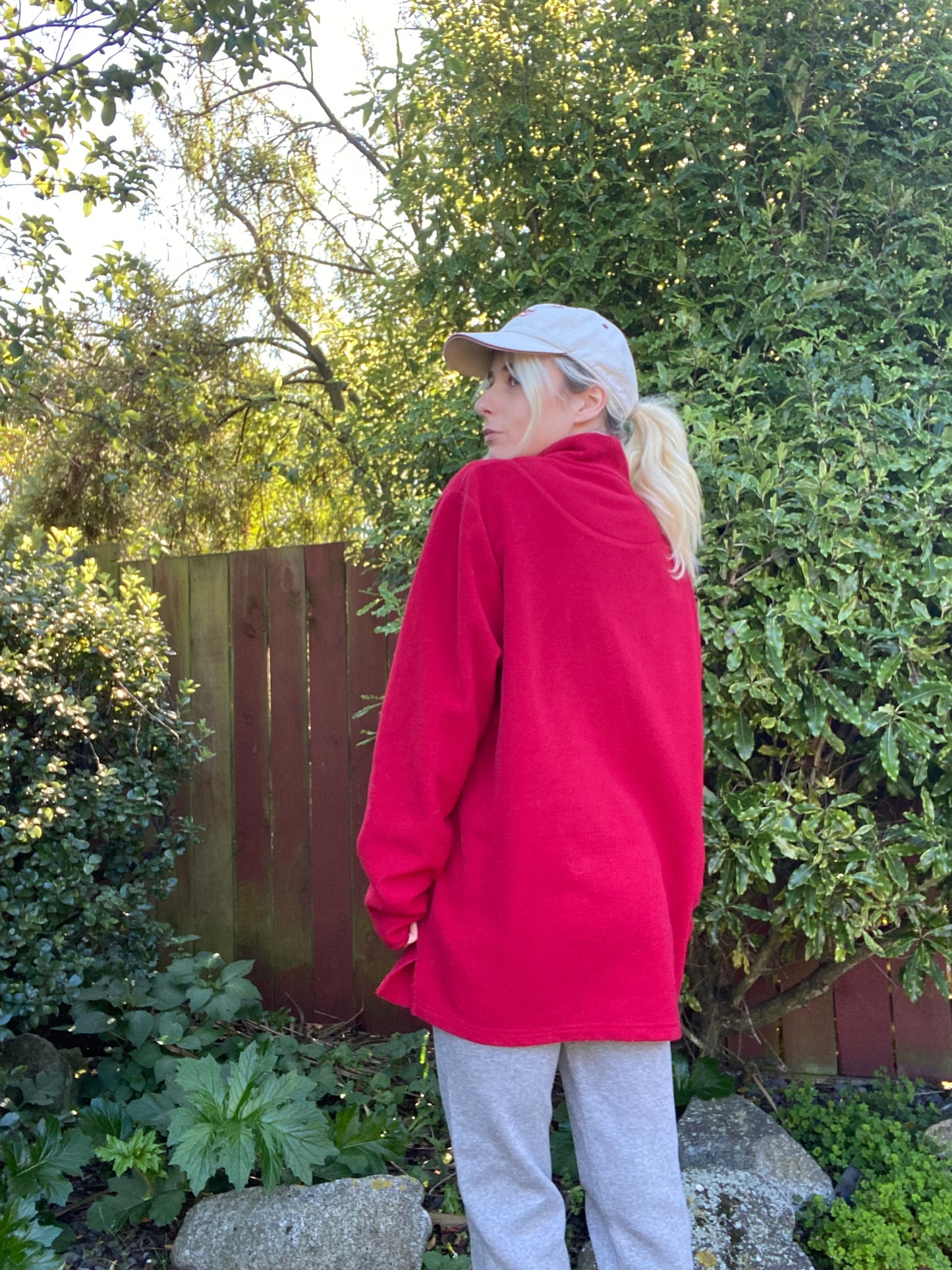 Vintage Red Half Zip Fleece Jumper