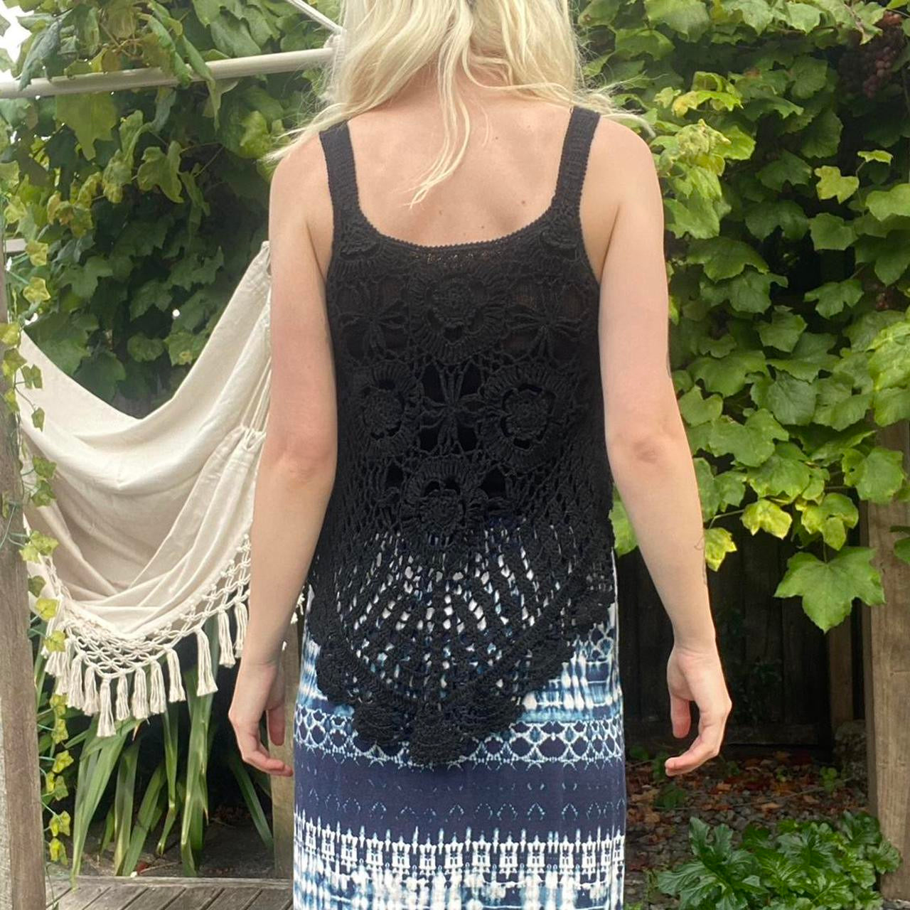 Cute Black Crochet Asymmetrical Top