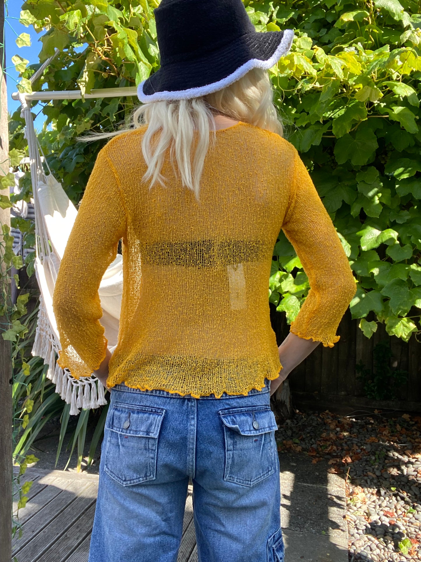 Yellow Rayon Tie Up Cardigan!