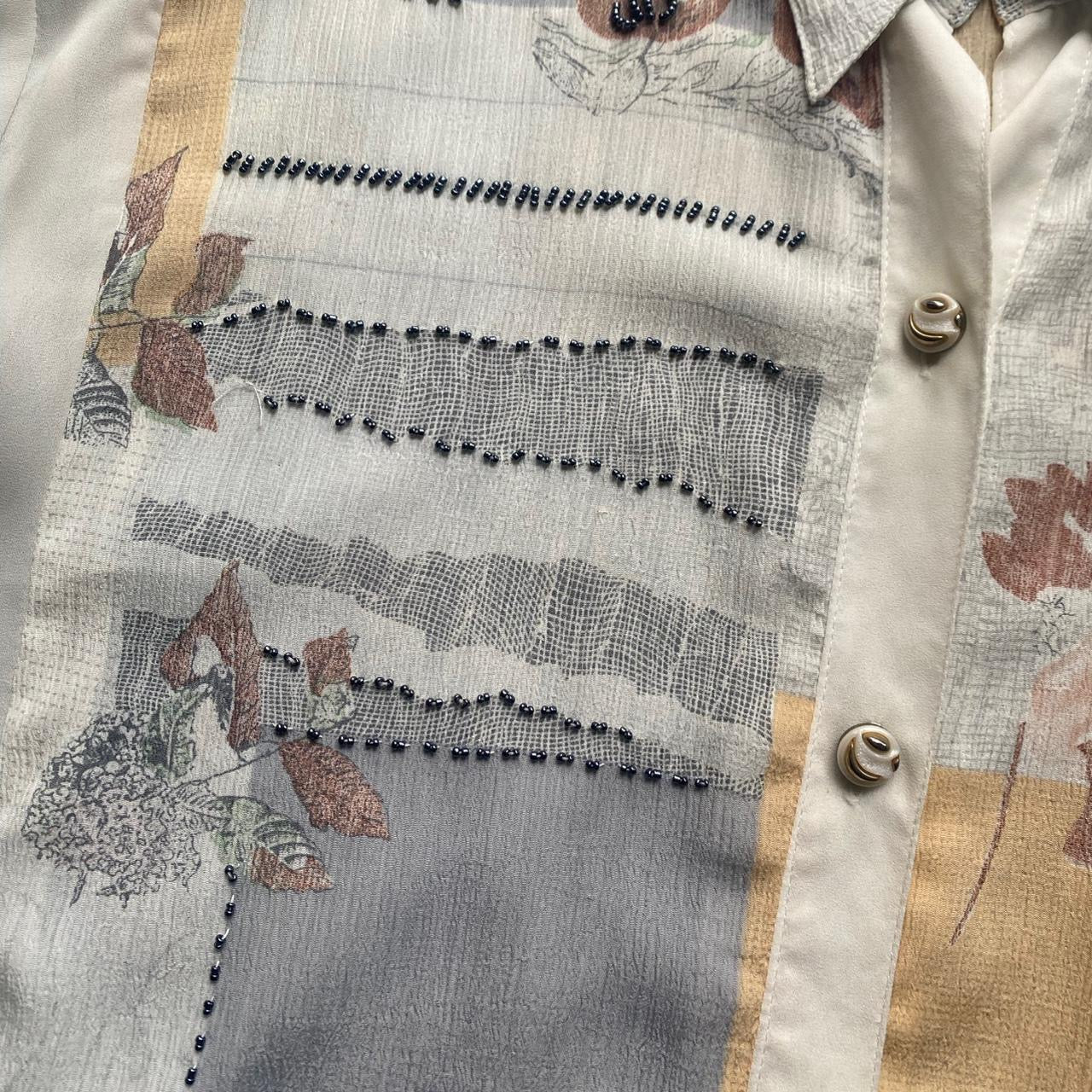 Vintage 90s patchwork sheer button up blouse
