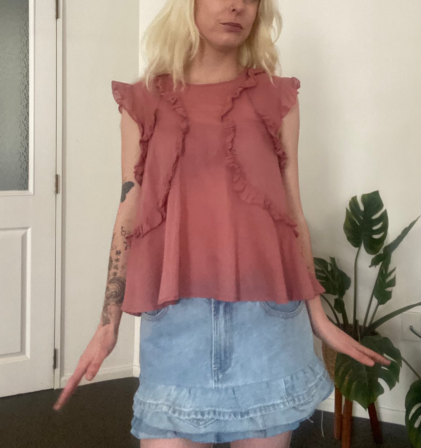 Cute blush pink frill top