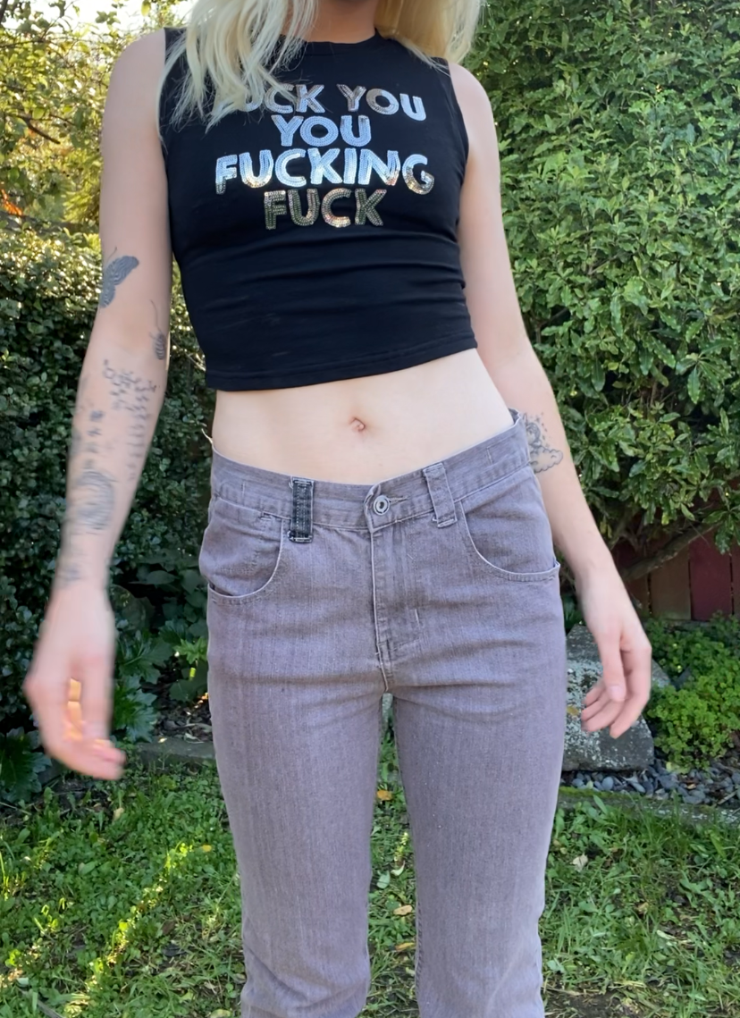 Y2K Grey Mid rise Skull Jeans