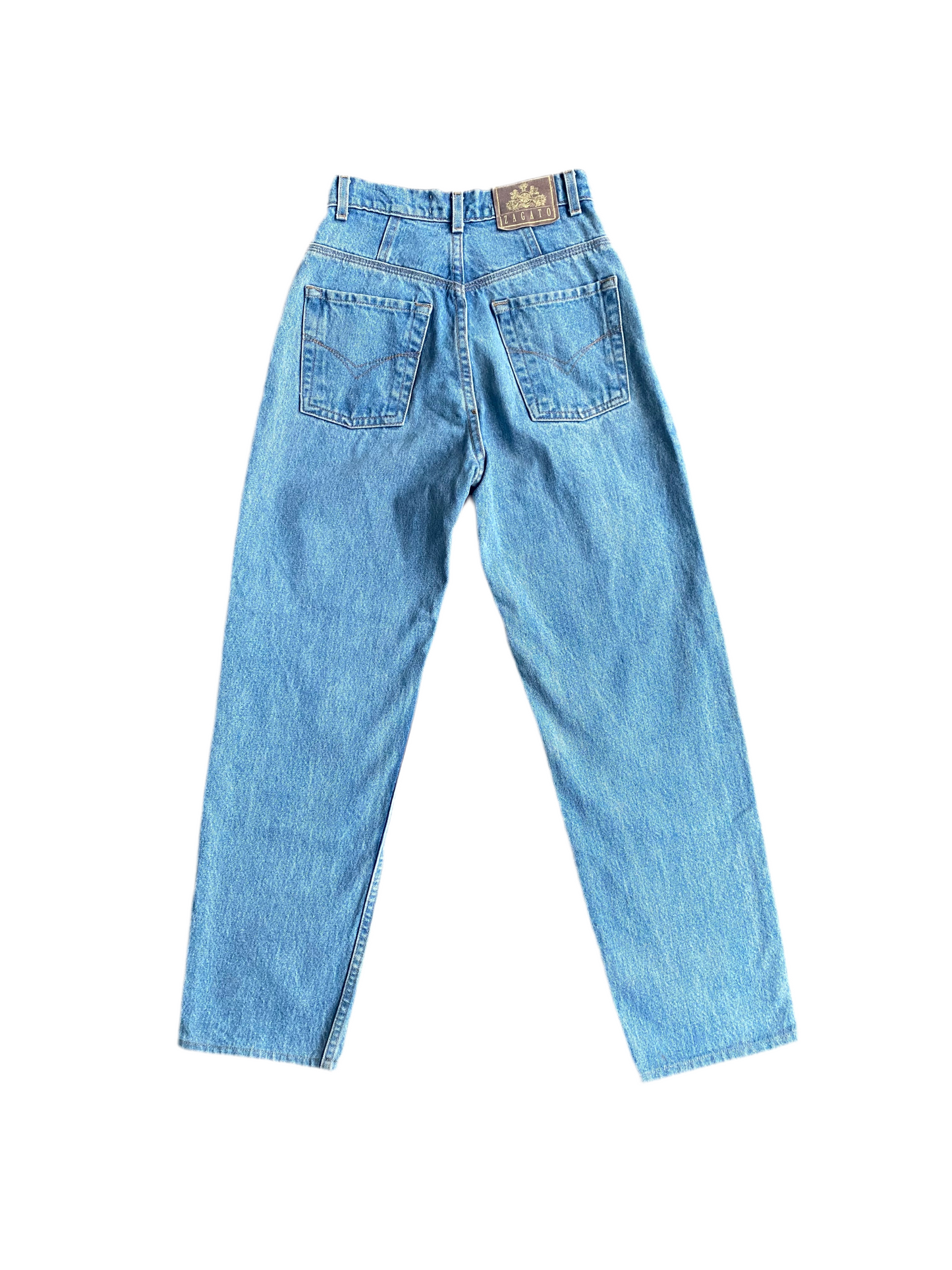 Vintage Zagato High-waisted, straight-leg blue denim jeans