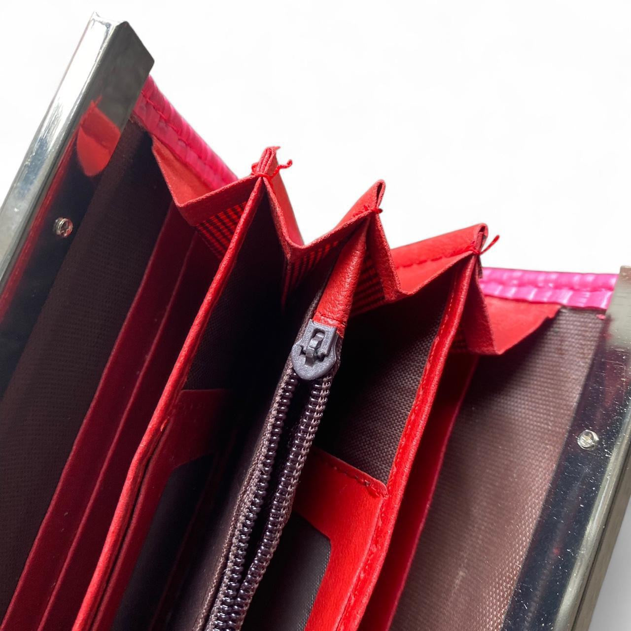 Y2K Hot pink woven leather clutch purse/wallet
