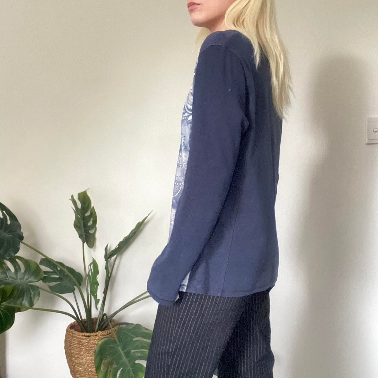Vintage Navy blue & multi-coloured patchwork long sleeve top