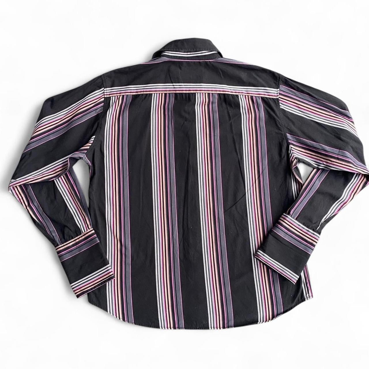 90s Grey and Pink Striped button up shirt