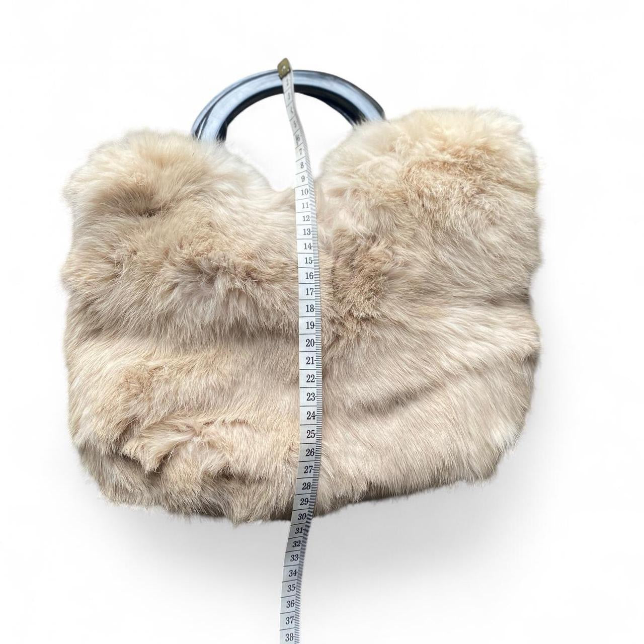 Y2K style Cream fur mini handbag