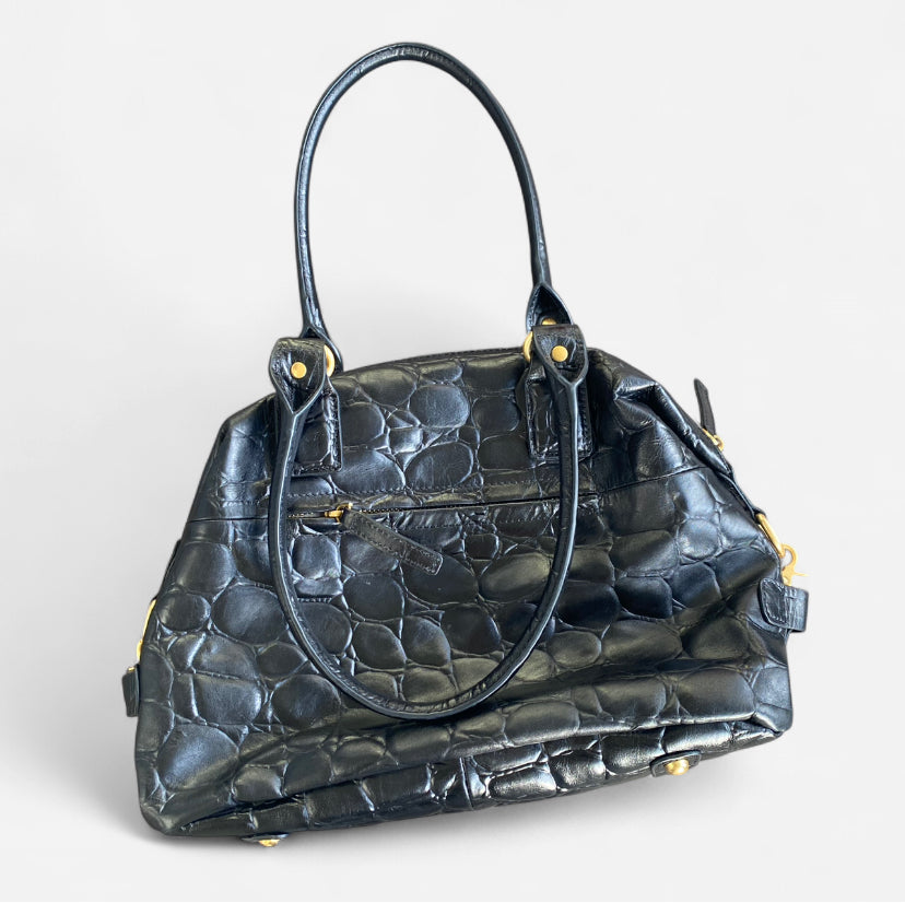 Beautiful Y2K style chunky Black leather handbag