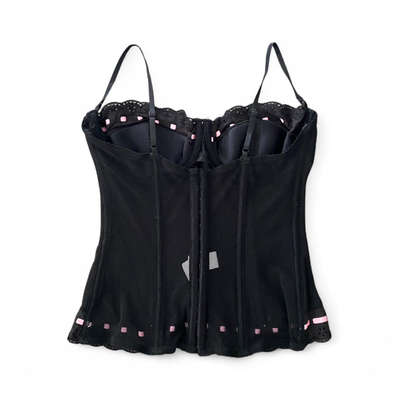 00s black and pink corset top with cute bows 🎀
