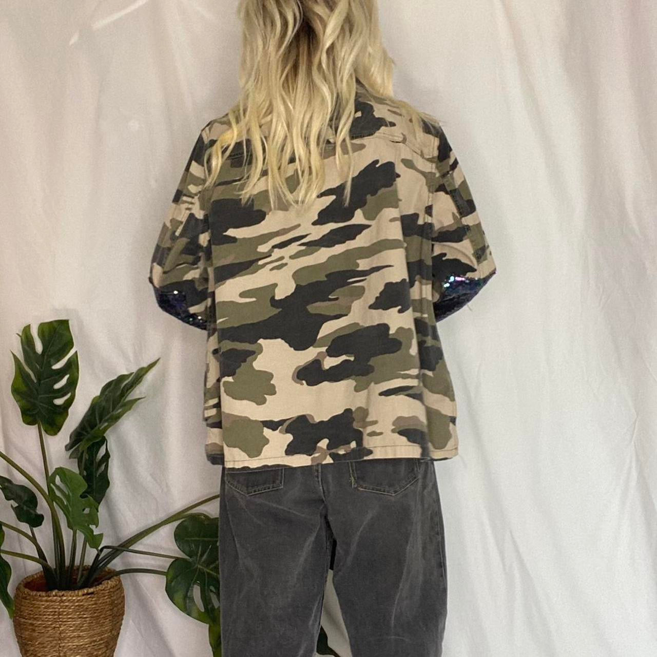 Camo cargo jacket with sequin patches!