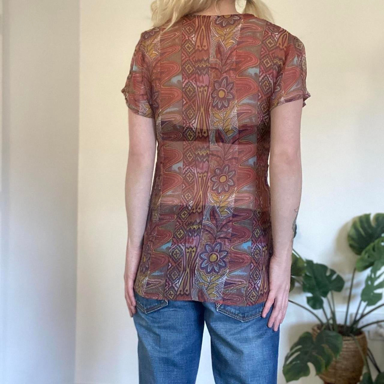 Y2K silk multicoloured boho top