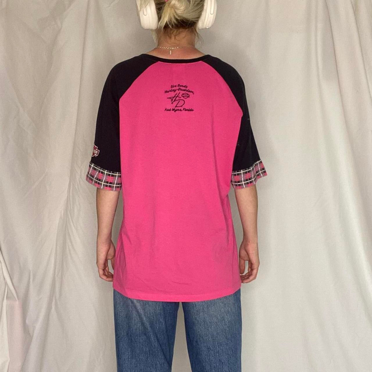 Sick Vintage Harley Davidson pink and black top!